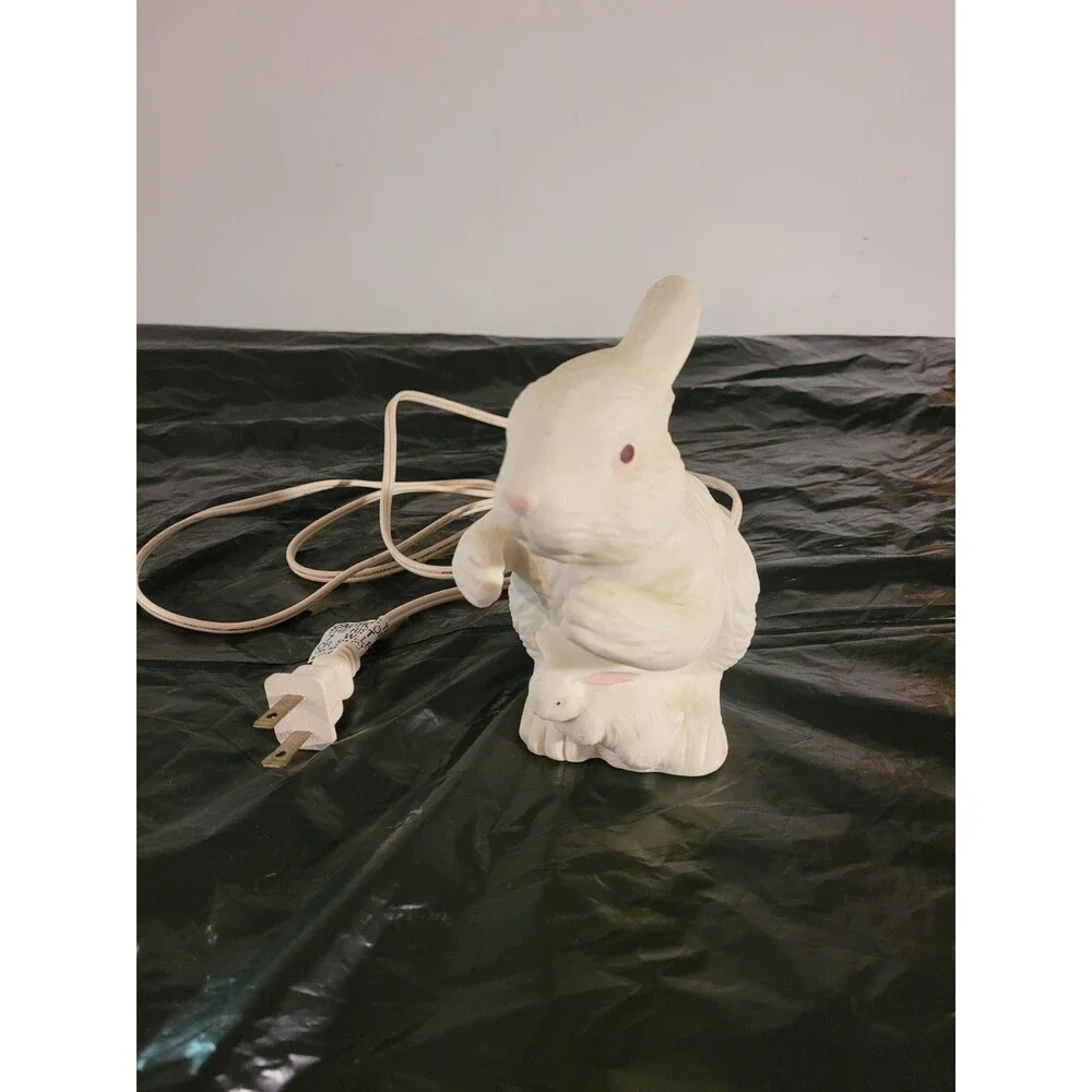 Vintage Ceramic White Bunny night Light Realistic Decorative Matt Finish 6.25